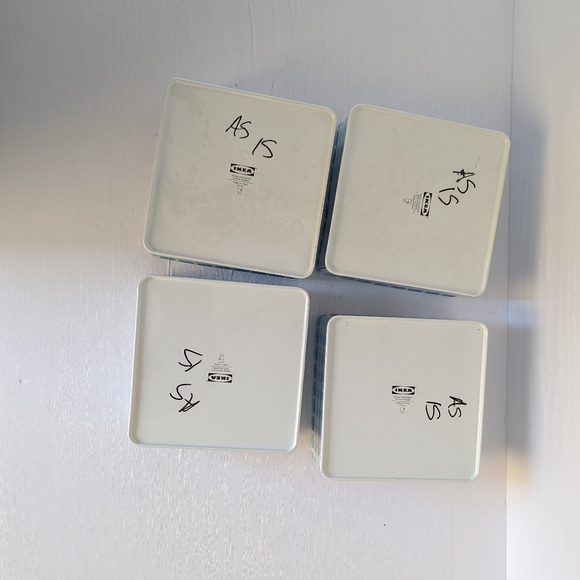 IKEA Tin Storage Boxes, Set of 4 - Blue / White - Picture 6 of 6